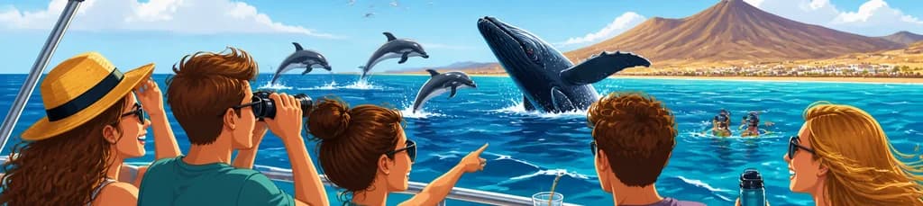Avistamiento mágico de delfines y ballenas en Morro Jable: 2 horas con bebidas y parada para nadar