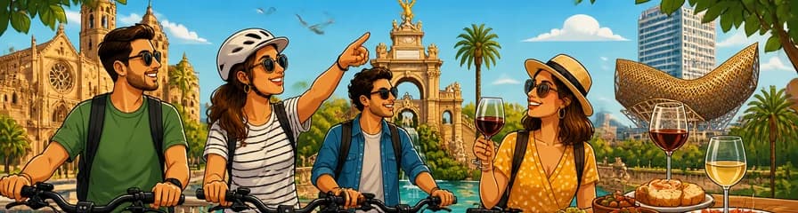 Recorrido en bicicleta eléctrica por Barcelona, con degustación de vinos y tapas