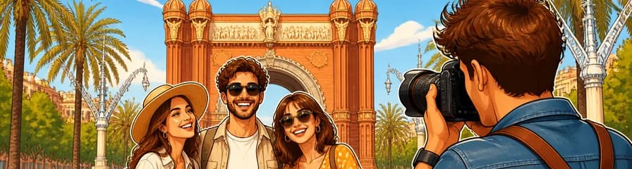 Captura tus recuerdos en Barcelona: Sesión de fotos profesional frente al Arco del Triunfo