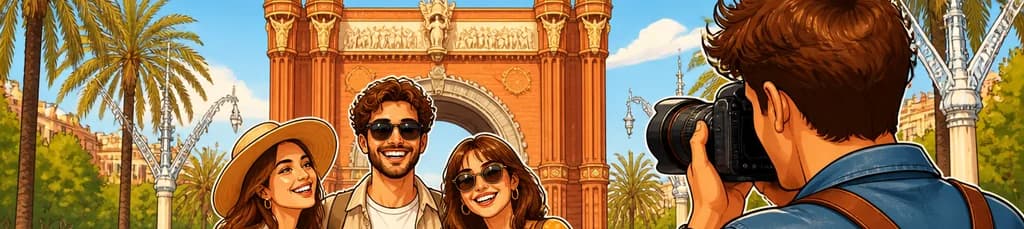 Captura tus recuerdos en Barcelona: Sesión de fotos profesional frente al Arco del Triunfo