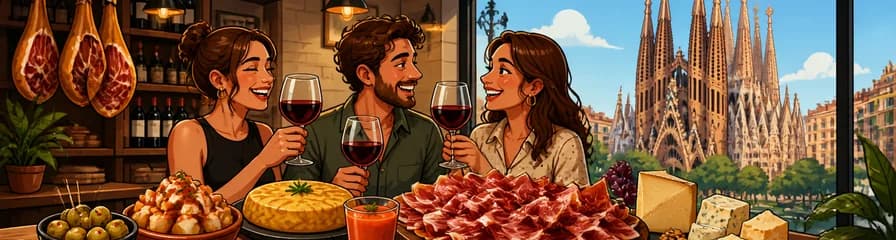 Experiencia culinaria gourmet: Jamón, queso y vino en las proximidades de la Sagrada Familia