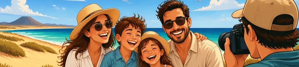 Captura tus recuerdos familiares en una sesión de fotos privada en Corralejo, Fuerteventura