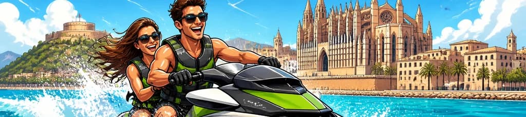 Aventura en moto acuática hacia la majestuosa Catedral de Palma