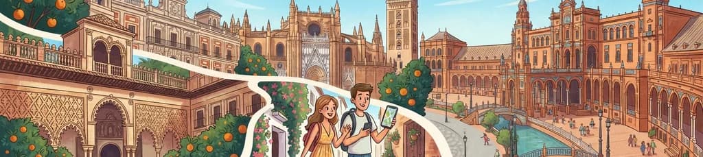 Lo mejor de Sevilla: recorrido autoguiado por la Catedral, los muros del Alcázar y la Plaza de España con un guía local