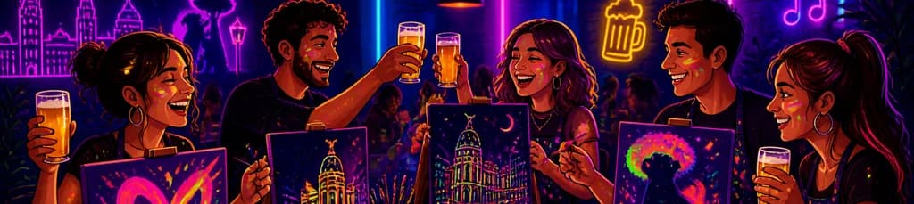 Noche de Arte Neón y Cerveza Ilimitada en Craft and Beer Madrid