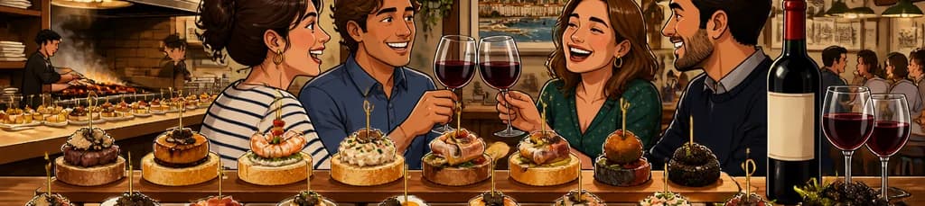 Disfruta del auténtico sabor vasco: Menú de 16 pintxos donostiarras con trufas y vino en Sagardi Castellana