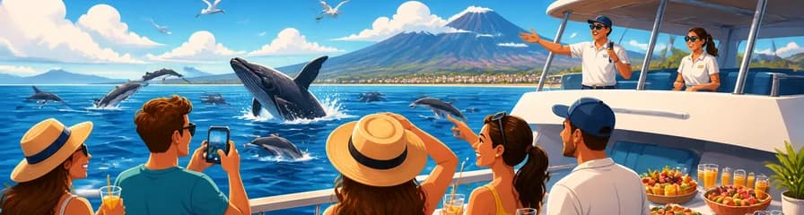 Crucero en catamarán para observar ballenas y delfines, con traslados y servicio de buffet