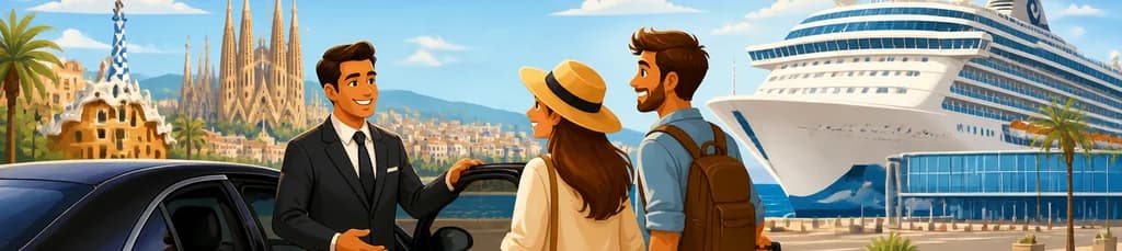 Traslado privado del puerto de cruceros de Barcelona a la ciudad de Barcelona
