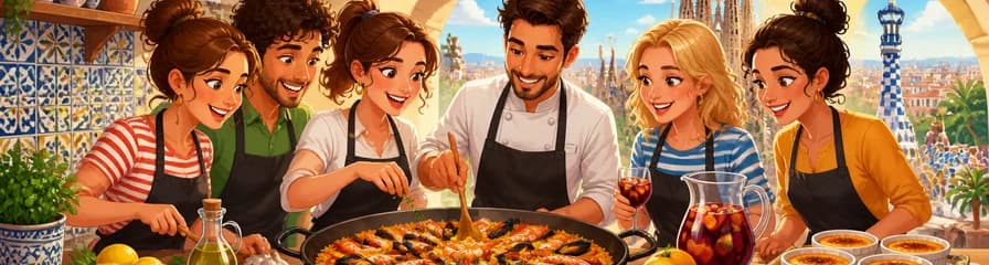Aprende a preparar paella y postres tradicionales en una clase de cocina en Barcelona