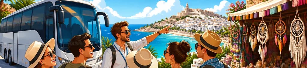 Recorrido panorámico en autobús por Ibiza con parada en el mercadillo hippie