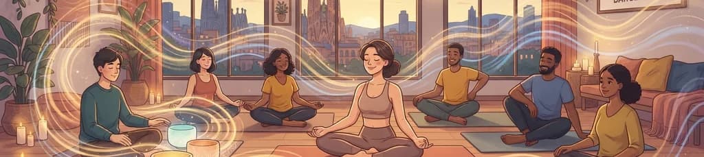 Sesión gratuita de yoga suave y baño de sonido con cuencos tibetanos en Barcelona