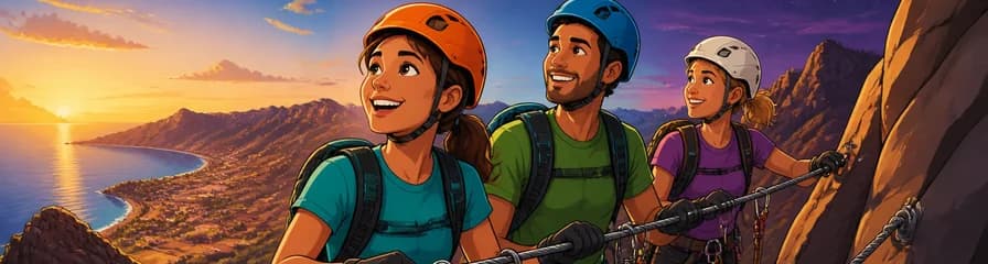 Ruta de aventura en Vía Ferrata Gran Canaria para escaladores principiantes
