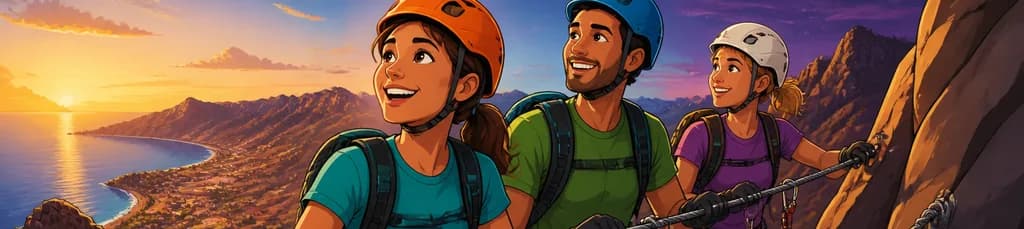 Ruta de aventura en Vía Ferrata Gran Canaria para escaladores principiantes