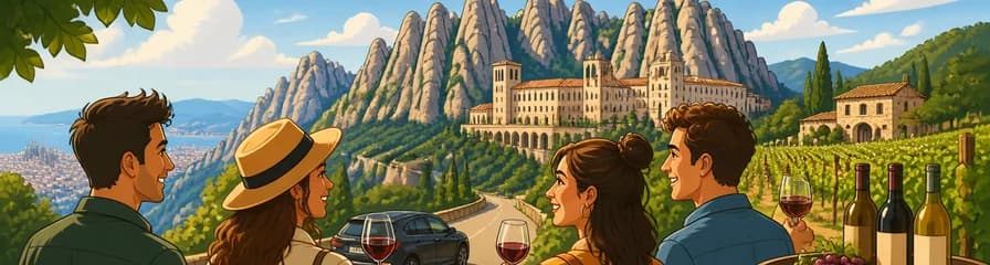 Disfruta de una excursión de un día en coche: Cata de vinos y visita a Montserrat desde Barcelona