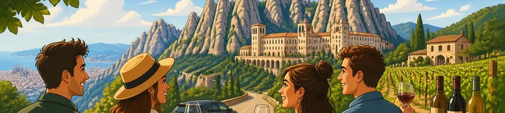 Disfruta de una excursión de un día en coche: Cata de vinos y visita a Montserrat desde Barcelona