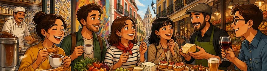 Recorrido gastronómico matutino por el barrio de Malasaña y su mercado, incluyendo churros.