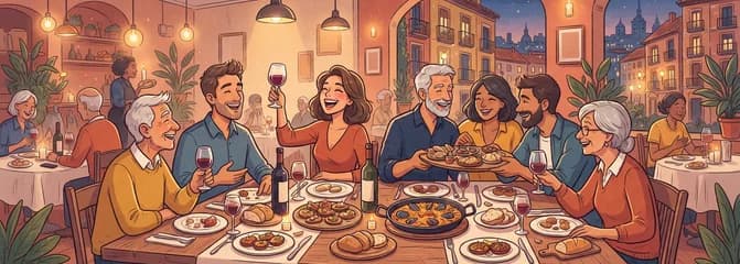 Cena con nuevos amigos: Noche gastronómica en un restaurante selecto de Madrid