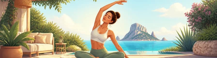 Experiencia de yoga y cava al atardecer en una cala secreta de Ibiza