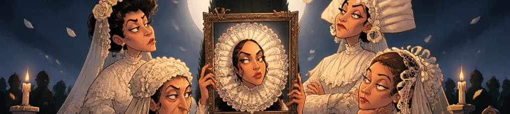 El ciprés y Miranda de espaldas