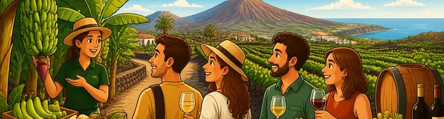 Recorrido por viñedos y cata de vinos canarios con visita a una plantación de plátanos en Tenerife