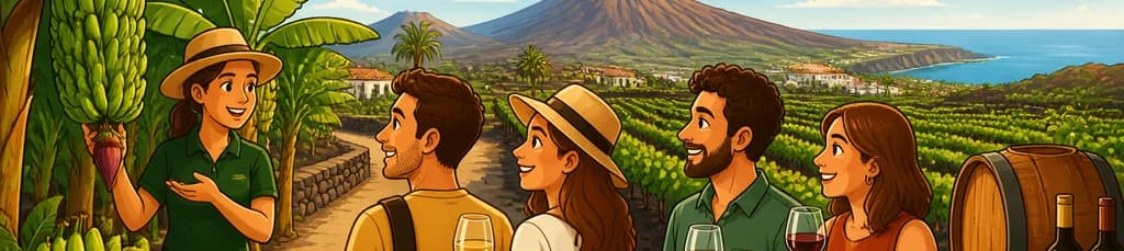 Recorrido por viñedos y cata de vinos canarios con visita a una plantación de plátanos en Tenerife