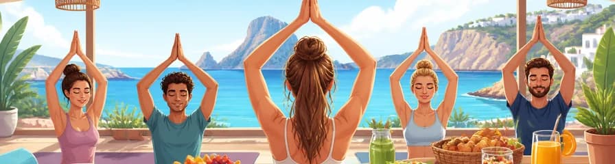 Sesión de yoga y refrescantes aguas cristalinas en Ibiza