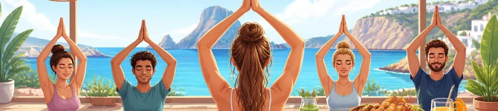 Sesión de yoga y refrescantes aguas cristalinas en Ibiza