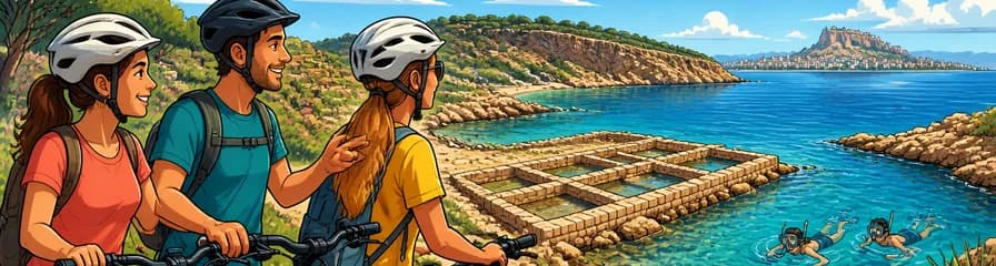 Recorrido en bicicleta eléctrica por la costa de Alicante, incluyendo el estanque romano y snorkel