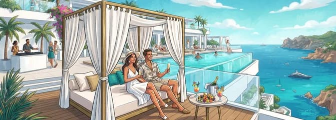 Disfruta de una experiencia exclusiva en cama balinesa en primera fila en la azotea del ME Ibiza con pase de día y crédito en alimentos y bebidas.
