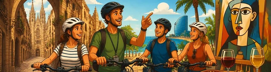 Descubre Barcelona con un tour guiado en bici eléctrica, vino y tapas: tras los pasos de Picasso
