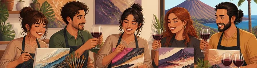 Experiencia artística y enológica: taller de pintura y texturas con cata de vinos volcánicos