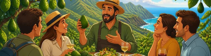 Disfruta de una experiencia gastronómica local en una finca de aguacates en Santa Cruz