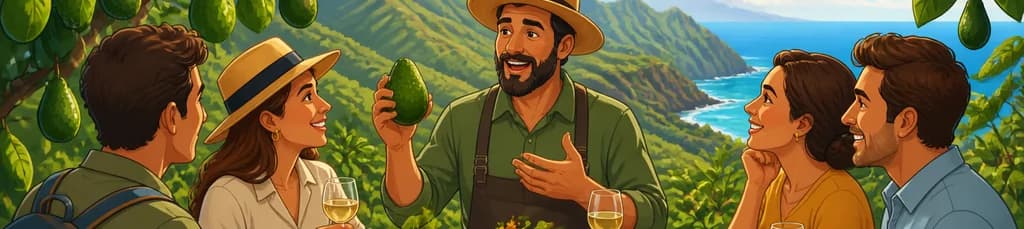 Disfruta de una experiencia gastronómica local en una finca de aguacates en Santa Cruz