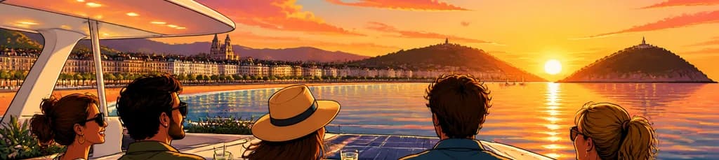 Atardecer Premium en Catamarán Ecológico: Puesta de Sol en San Sebastián