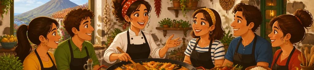 Taller de cocina de paella en una casa tradicional canaria de Tenerife