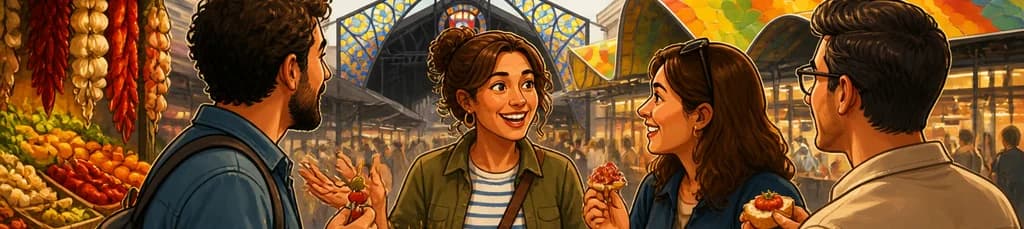 Recorrido privado a pie por los mercados de la Boquería y Santa Caterina con degustación de comida y tapas