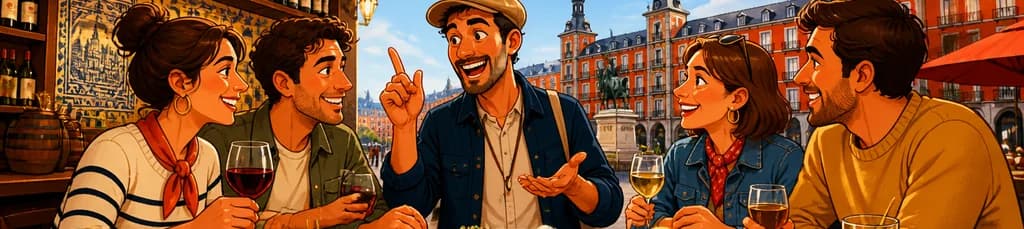 Recorrido guiado de tapas y vinos por Madrid con experto local