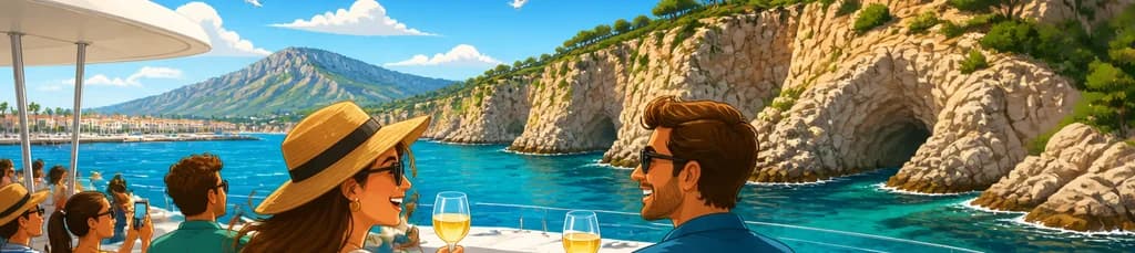 Recorrido en catamarán por la costa de Denia con aperitivo y copa de vino blanco