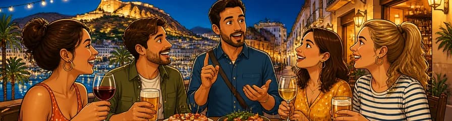 Recorrido nocturno de tapas y vinos por Alicante con acompañamiento de un guía local