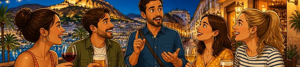 Recorrido nocturno de tapas y vinos por Alicante con acompañamiento de un guía local