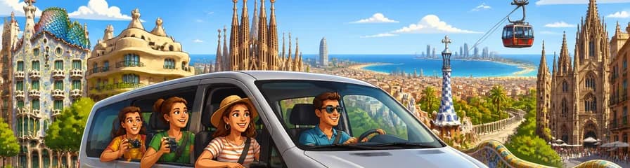 Recorrido completo de Barcelona en coche durante un día