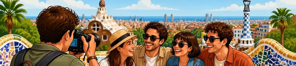 Sesión fotográfica profesional en el Park Güell de Barcelona