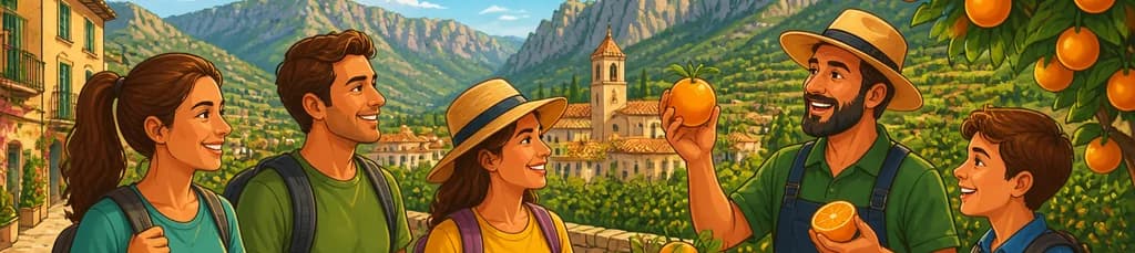 Recorrido a pie por el Valle de Sóller con visita a una finca de naranjos