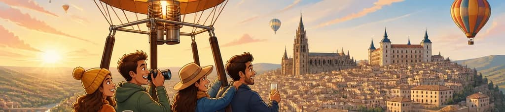 Experiencia en globo aerostático sobre Toledo con opción de traslado desde Madrid