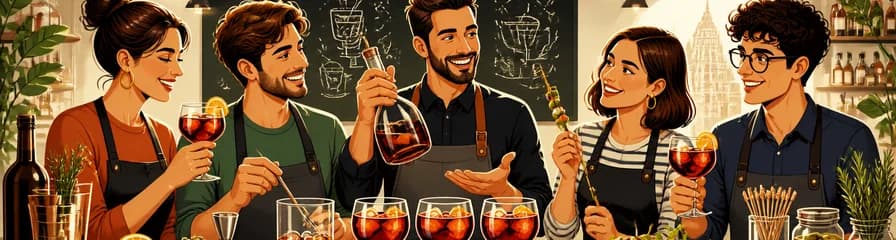 Taller de elaboración de vermuts con gildas en la Escuela de Coctelería de Madrid