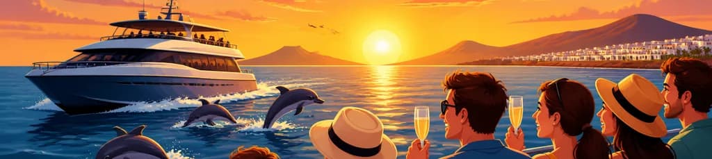Avistamiento de delfines al atardecer en el Biosfera Jet