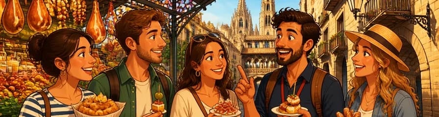 Recorrido gastronómico por la comida callejera de Barcelona, incluyendo una visita al mercado local y al corazón de la ciudad