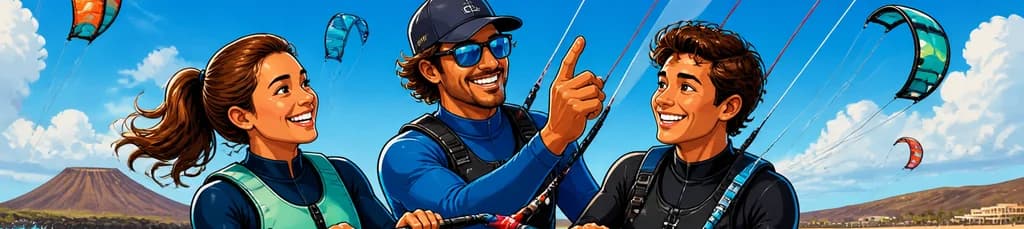 Curso de iniciación al kitesurf de 9 horas para dos personas durante tres días