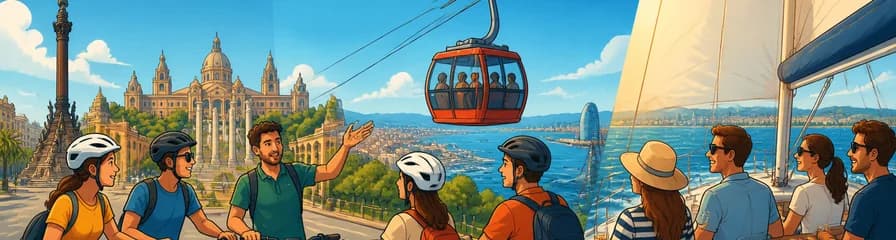 Recorrido por Barcelona en bicicleta eléctrica, teleférico y velero