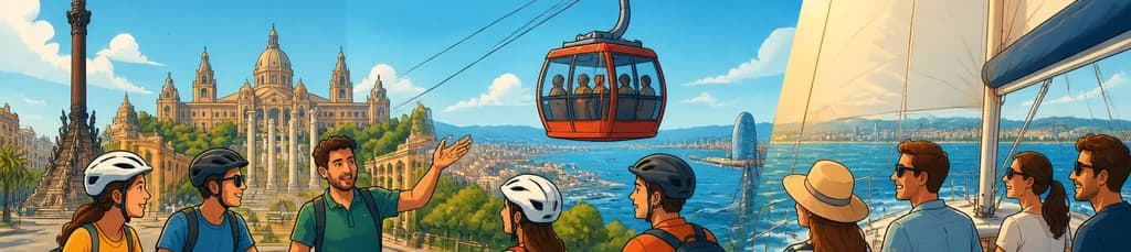 Recorrido por Barcelona en bicicleta eléctrica, teleférico y velero